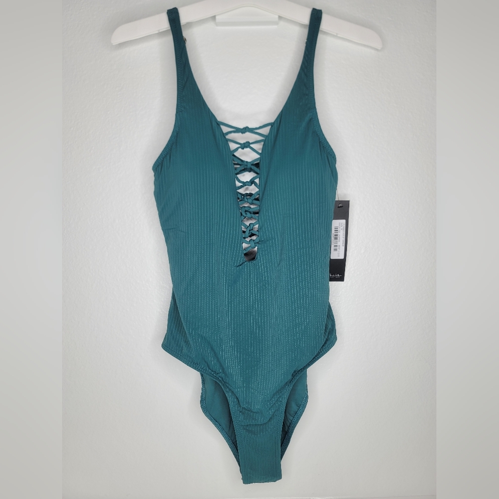 Teal Blue  NICOLE MILLER one piece swimsuit  size  L Available
